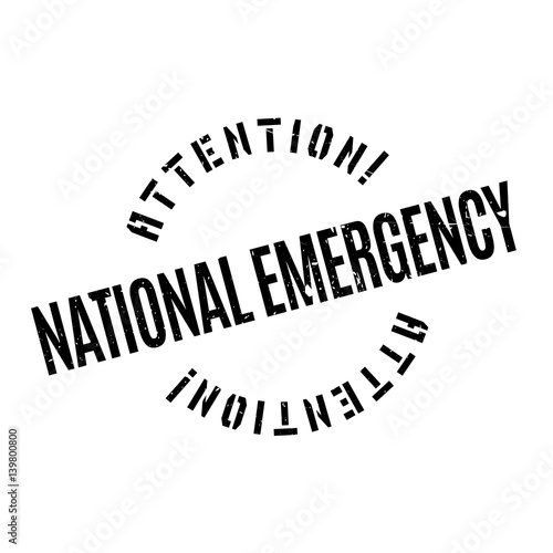 National Emergency rubber stamp. Grunge design with dust scratches. Effects can be easily removed for a clean, crisp look. Color is easily changed.