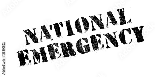 National Emergency rubber stamp. Grunge design with dust scratches. Effects can be easily removed for a clean, crisp look. Color is easily changed.