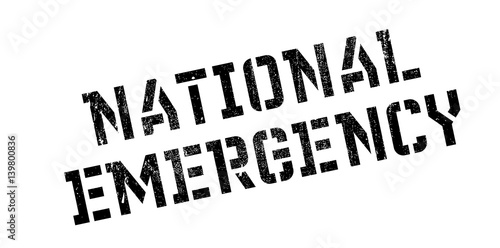 National Emergency rubber stamp. Grunge design with dust scratches. Effects can be easily removed for a clean, crisp look. Color is easily changed.