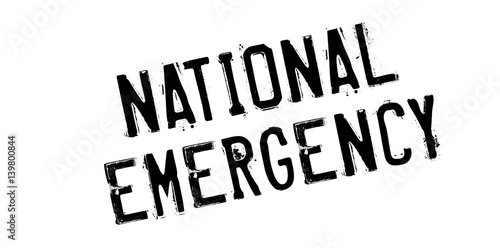 National Emergency rubber stamp. Grunge design with dust scratches. Effects can be easily removed for a clean, crisp look. Color is easily changed.