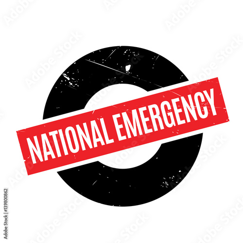 National Emergency rubber stamp. Grunge design with dust scratches. Effects can be easily removed for a clean, crisp look. Color is easily changed.