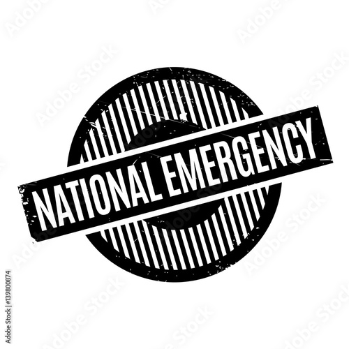 National Emergency rubber stamp. Grunge design with dust scratches. Effects can be easily removed for a clean, crisp look. Color is easily changed.