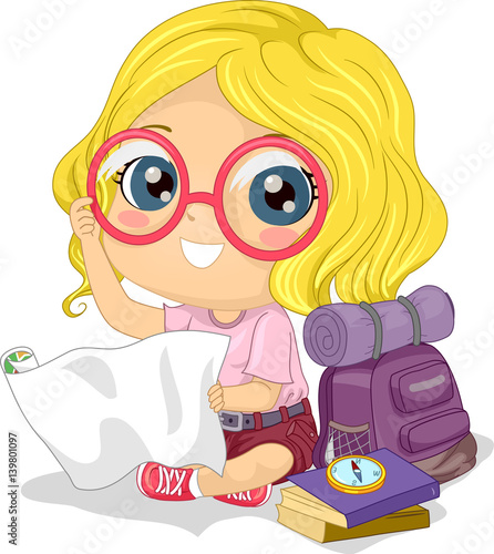 Kid Girl Explorer Read Map