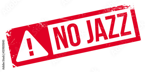 No Jazz rubber stamp. Grunge design with dust scratches. Effects can be easily removed for a clean, crisp look. Color is easily changed.