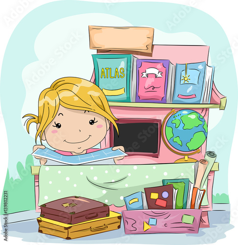 Kid Girl Geography Stand