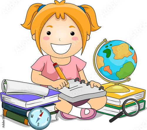 Girl Writing Notes Geography