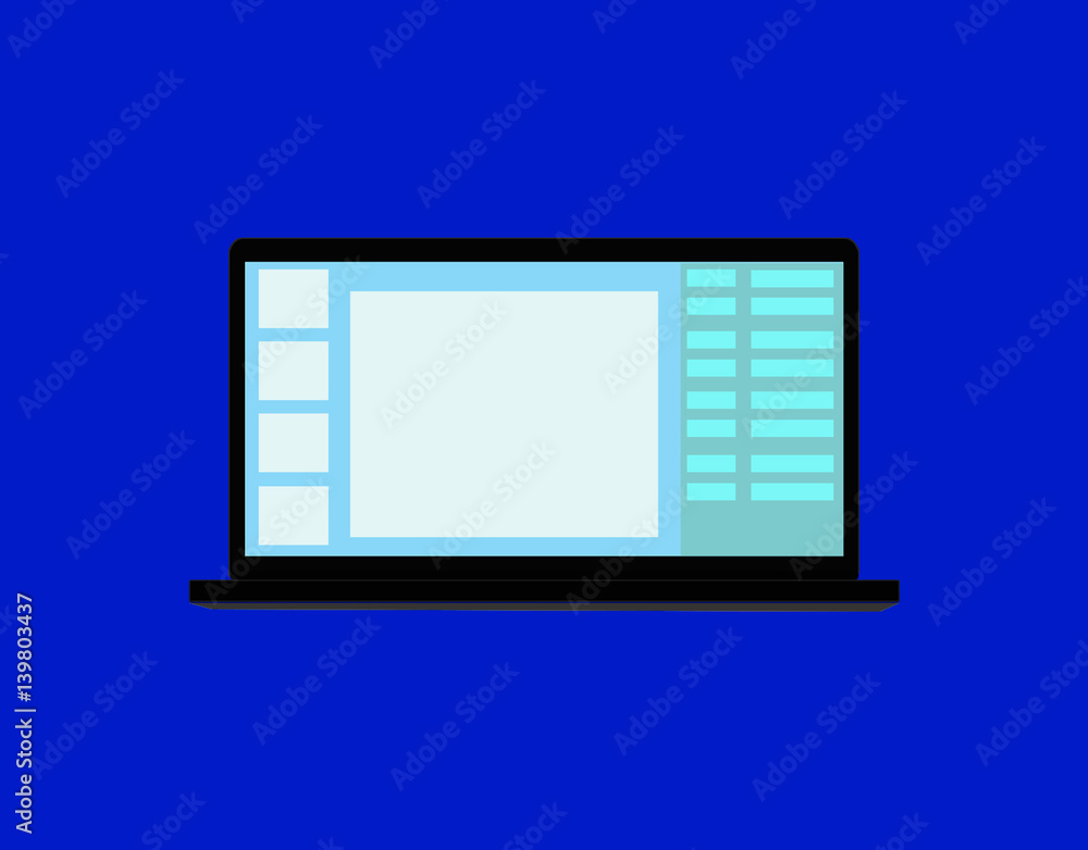 Laptop, computer isolated flat icon on blue background Laptop, computer isolated flat icon on blue background