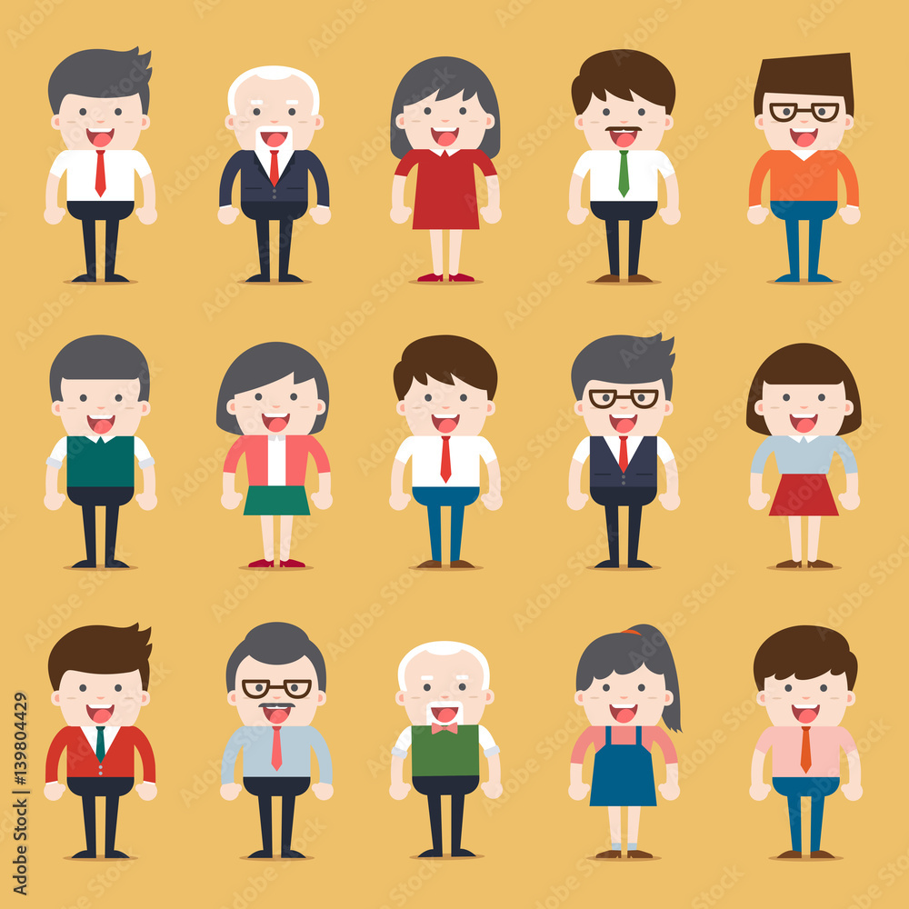 Set of diverse business people. Different and dress styles. Character set with flat design style. Set of diverse business people. Different and dress styles. Character set with flat design style.