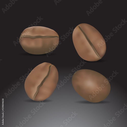 Coffee bean isolated on black background.
