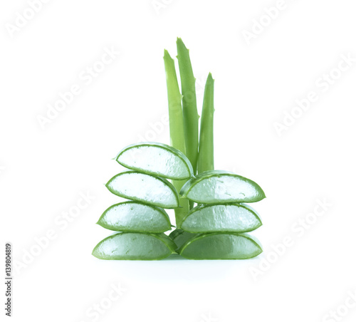 Slice Aloe Vera (Aloe barbadensis Mill.,Star cactus, Aloe, Aloin, Jafferabad or Barbados) a very useful herbal medicine for skin care and hair care.