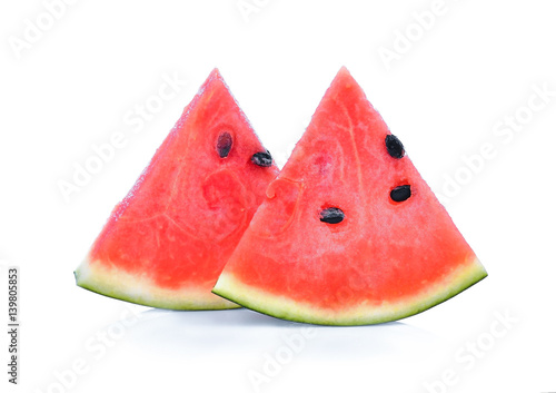 watermelon slice closeup on white background