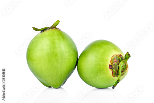Green coconut isolated on white background