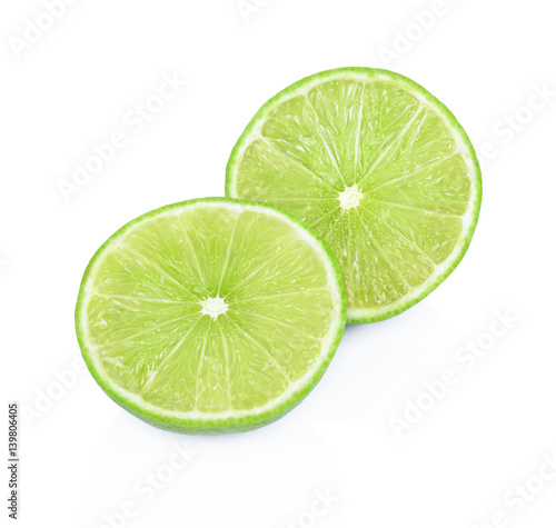 Fresh ripe limes. Isolated on white background.