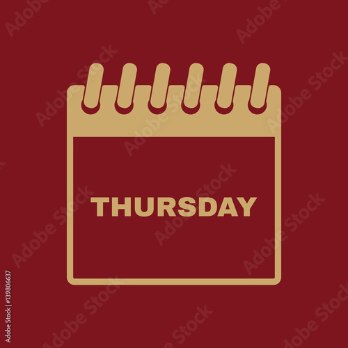 Thursday icon. Thu and calendar, data symbol. Flat design. Stock - Vector illustration