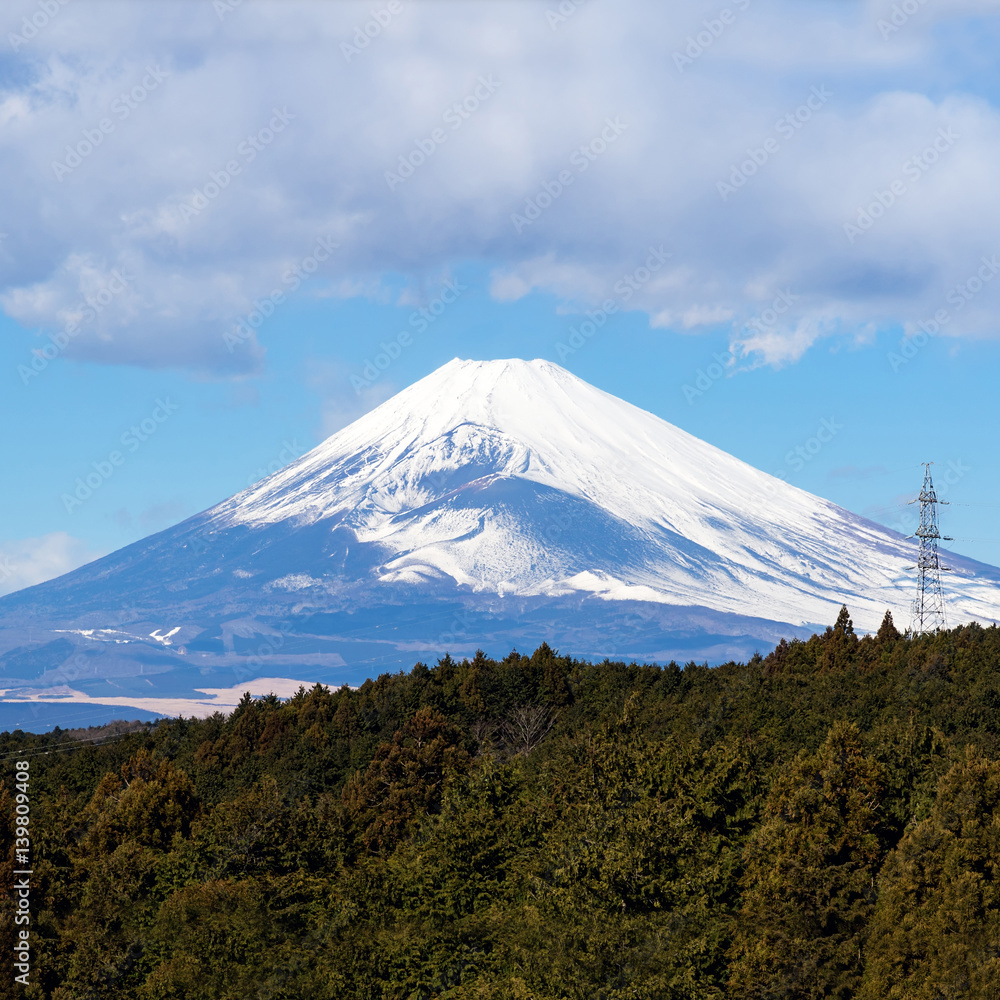 The snowcapped of Mount Fuji in Winter