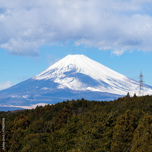 The snowcapped of Mount Fuji in Winter
