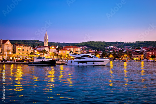 Town of Supetar waterfront evening view