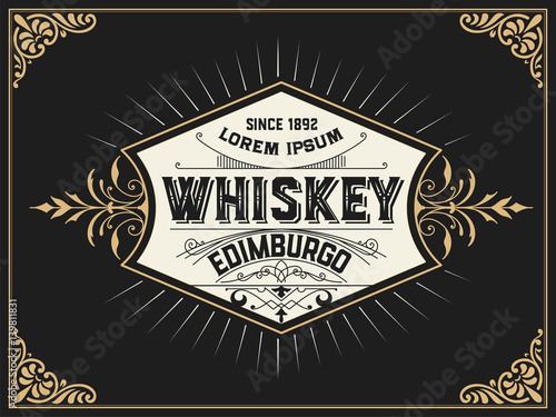 Whiskey label with vintage frame