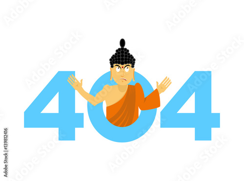 Error 404. surprisingly Buddha. Page not found template for website. Page lost and found message
