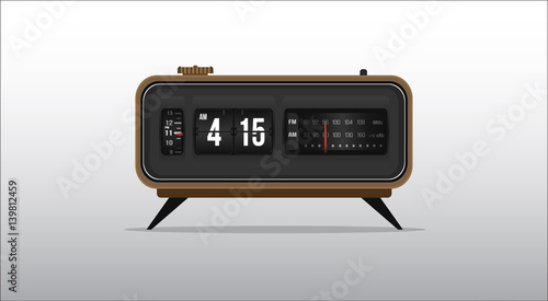 Retro radio clock Vector Illustration