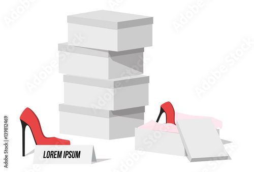 Red heels on Sale with clean boxes Vector Illustration