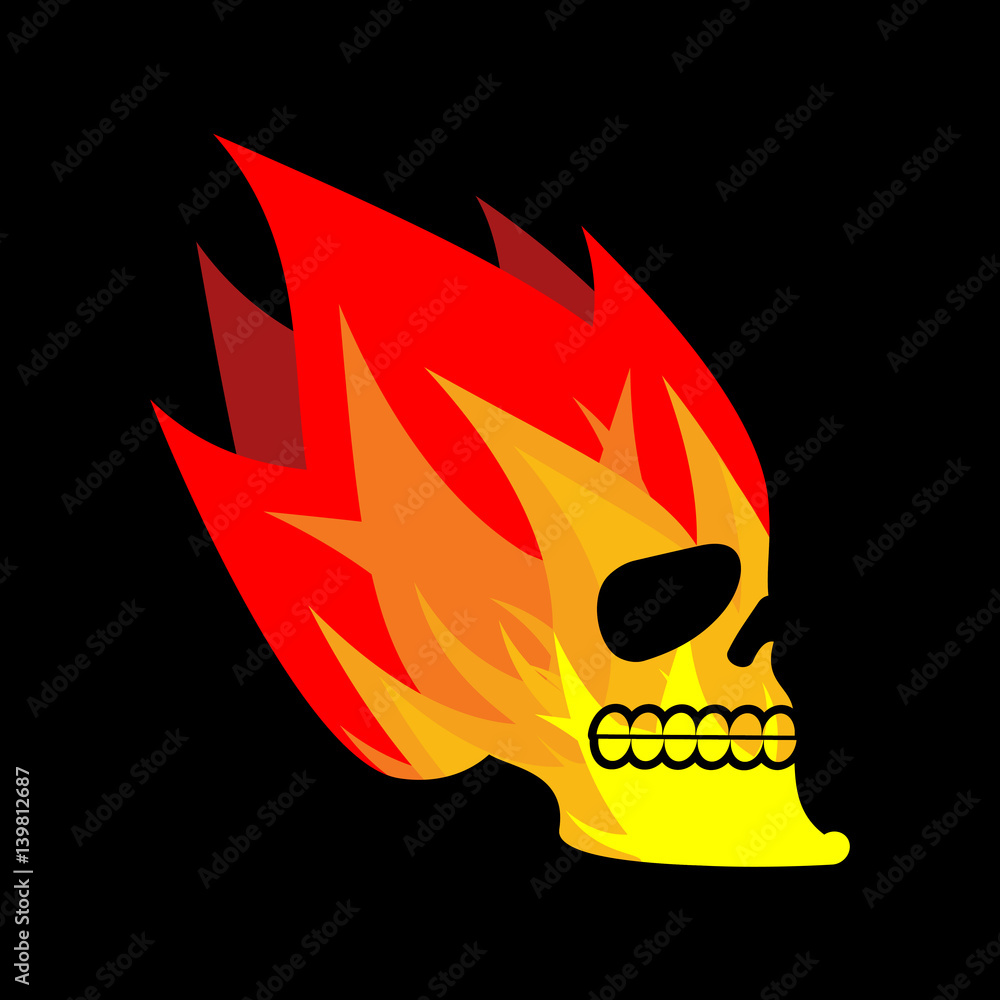 Skull fire. Head skeleton flame. flaming skull tattoo sign Stock Vector | Adobe Stock Skull fire. Head skeleton flame. flaming skull tattoo sign Stock Vector | Adobe Stock