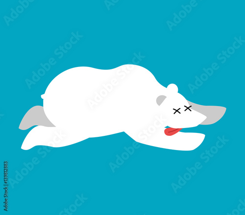 Dead polar bear.Arctic and Antarctic wild beast dead. Corpse North Predator