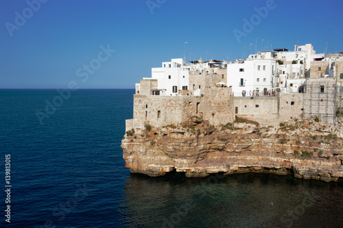 Polignano a mare view, Apulia, Italy. typical mediterranean panorama.