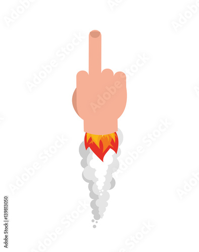 Fuck missile rocket. Off Air bomb. space Middle finger Sign fly