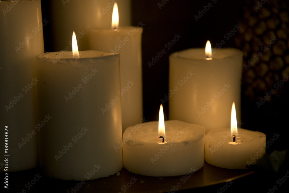 The wax candles with fire