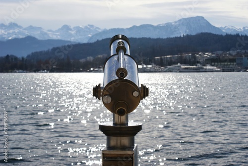 View over Lake Lucerne with Telescope