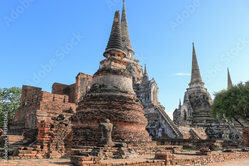 pagoda ancient famous in wat Phra Sri Sanphet  beautiful  Royal Palace in Ajutthaya travel Thailand