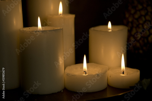 The wax candles with fire