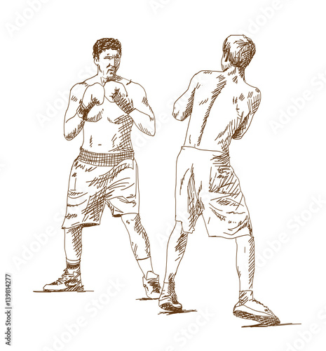 Hand drawn sketch of Boxer in vector illustration.