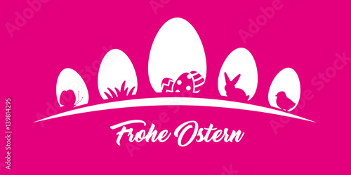 elegante und schlichte Karte zu Ostern mit Icons und Frohe Ostern