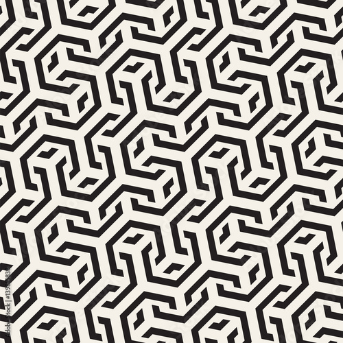 Vector Seamless Interlacing Lines Pattern. Repeating Geometric Background With Hexagonal Lattice.