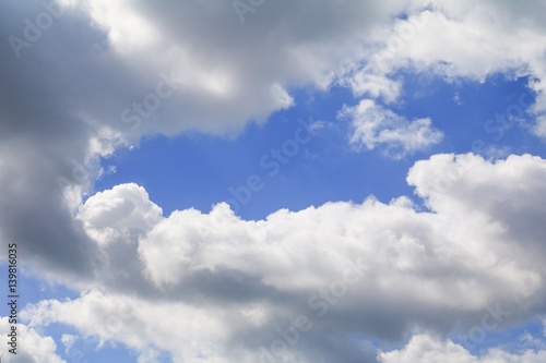 Fototapeta Naklejka Na Ścianę i Meble -  blue sky with big cloud and raincloud, art of nature beautiful and copy space for add text
