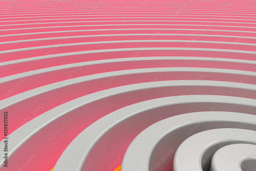 White concentric spiral on glowing background White concentric spiral on glowing background