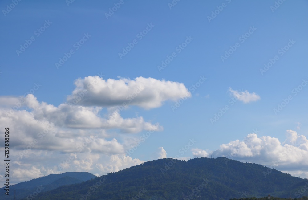 blue sky  big cloud on mountain and raincloud, art of nature beautiful with copy space