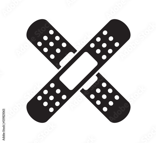Black and white medical bandages icon vector isolated white background. Medical icons.