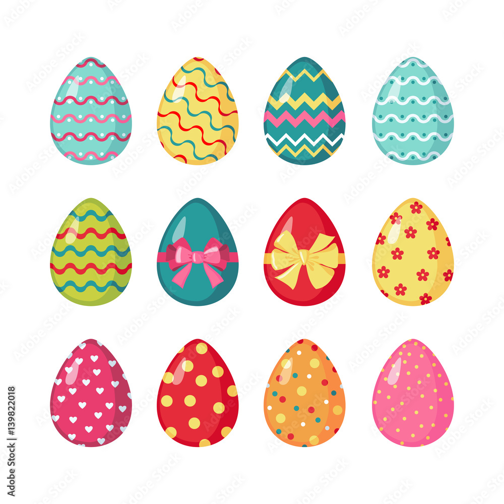 Set of colored easter eggs.