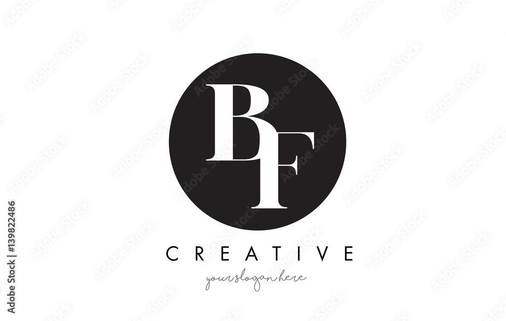 BF Letter Logo Design with Black Circle and Serif Font. BF Letter Logo Design with Black Circle and Serif Font.