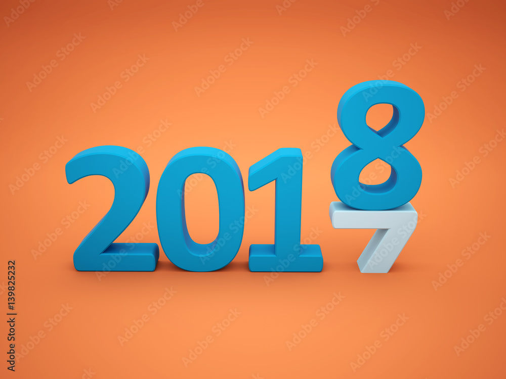 New Year 2018 - 3D Rendered Image New Year 2018 - 3D Rendered Image