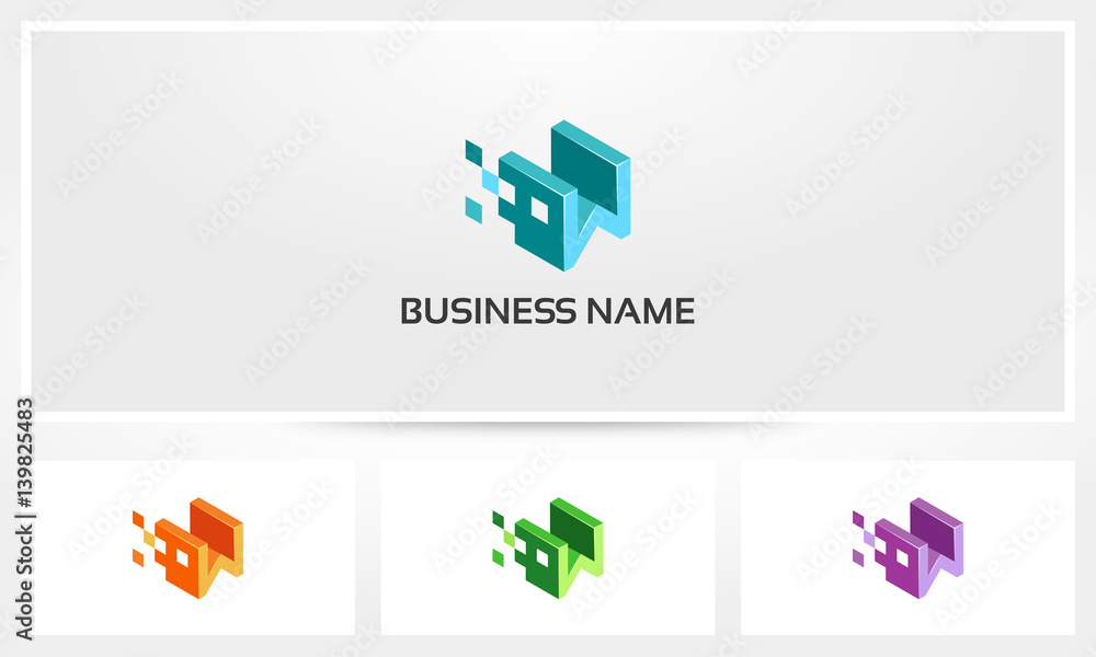 Alphabet W Letter Block Pixel Cube Logo Stock Vector | Adobe Stock