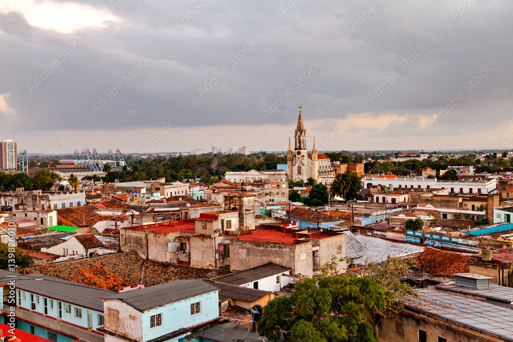 Cuba / Camaguey (UNESCO World Heritage Centre) from above at sunset