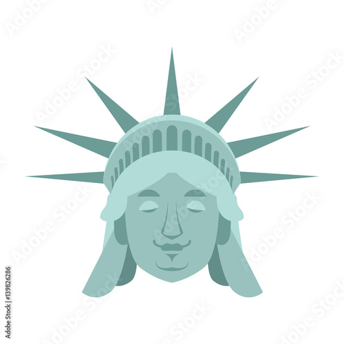 Statue of Liberty Sleeping Emoji. US landmark statue face asleep emotion isolated