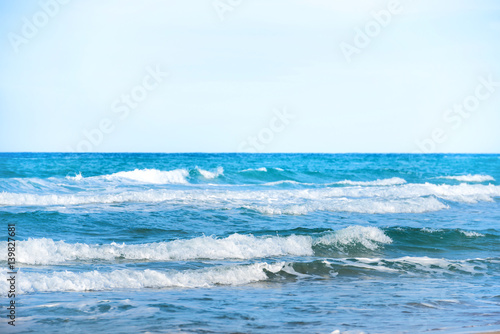 Waves on the blue sea