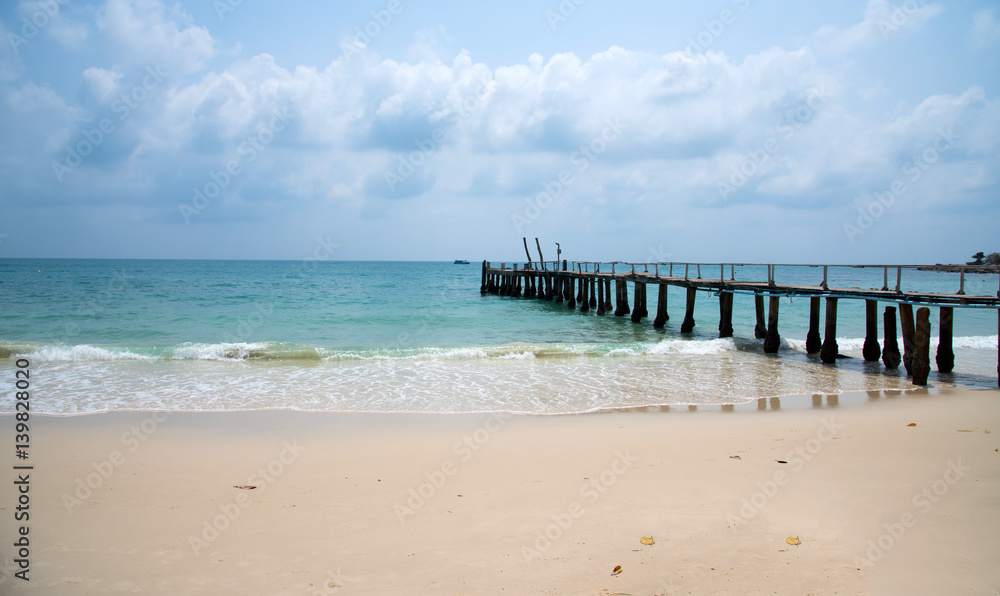 Wooden bridge into the sea at Samed Thailand