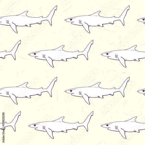 seamless pattern with blue shark  on coloured background
