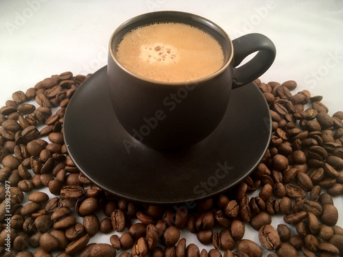 Espresso Cup and Coffee Beans